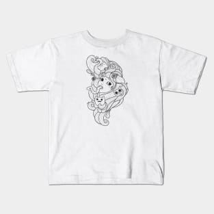 Girl Head With Cats And Snake Kids T-Shirt